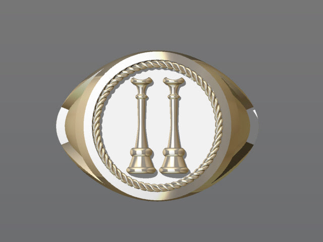 Mens  Fire Department Captain Ring - 2 Horns Standard
