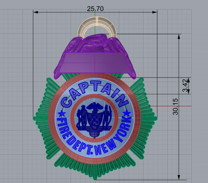 FDNY Captain Pendant - XL Size