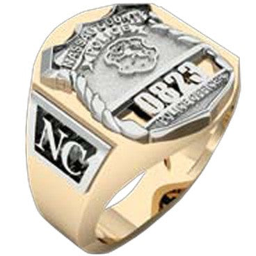 Mens Nassau County PD PO Deep Carved Ring Accented Sides
