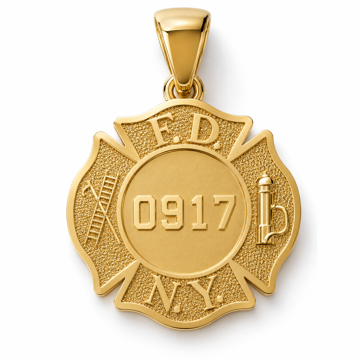 FDNY Firefighter Maltese Pendant - Quarter Size
