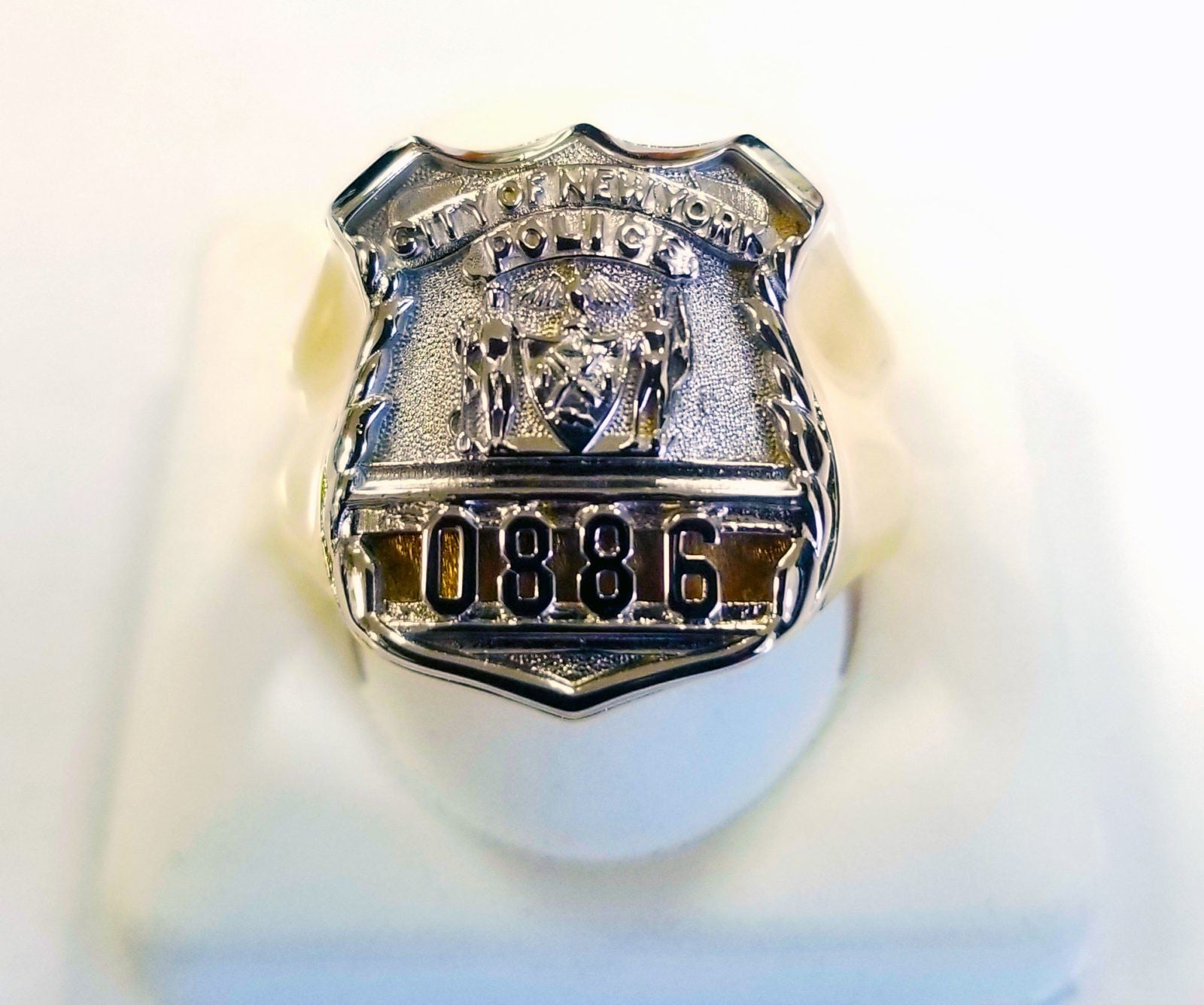 Mens NYPD PO Shape of the Shield Ring
