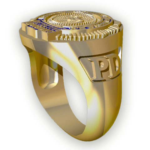 Mens Suffolk County PD Detective Lieutenant Deep Carved Shield Ring