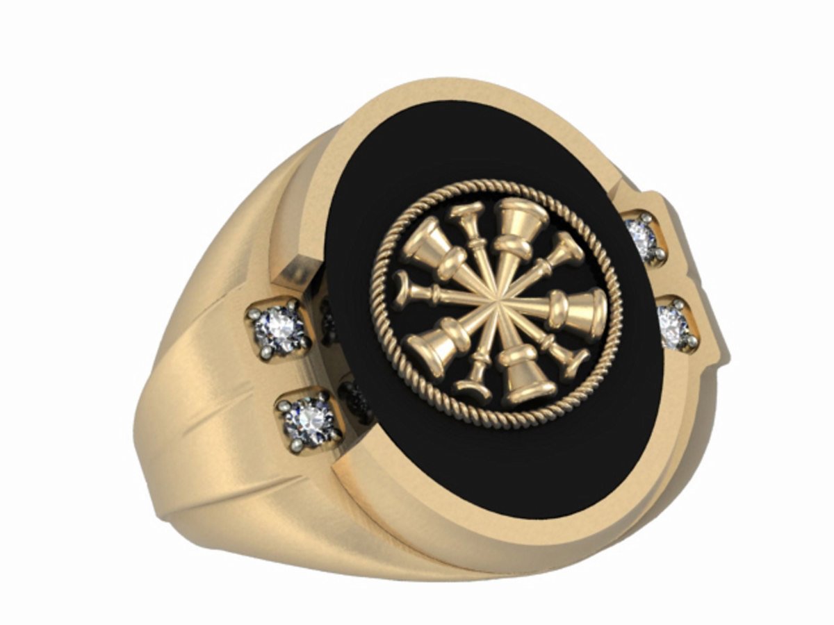 Mens Fire Department Chief Ring - 5 Horns