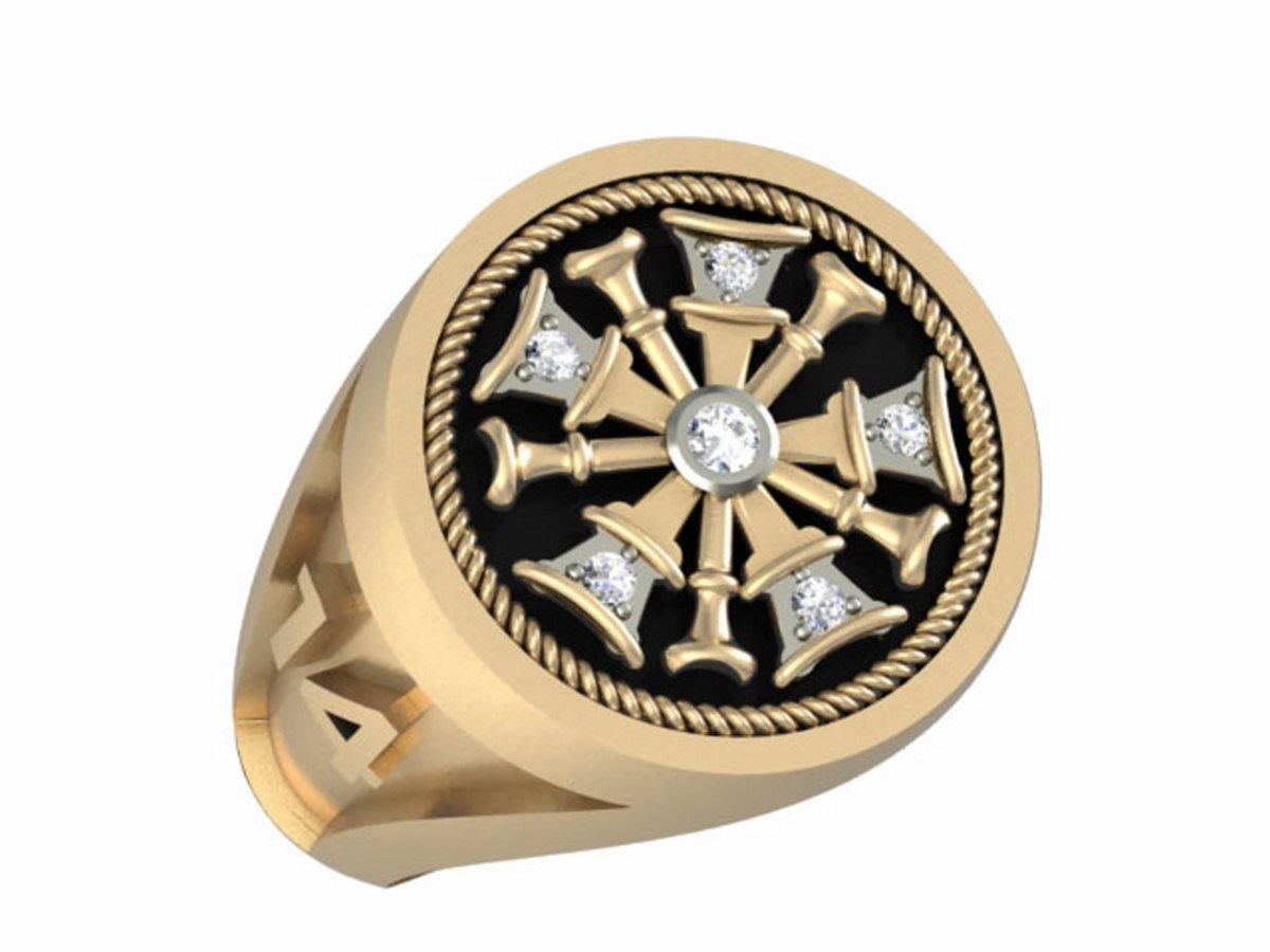 Mens Fire Department Chief Ring - 5 Horns
