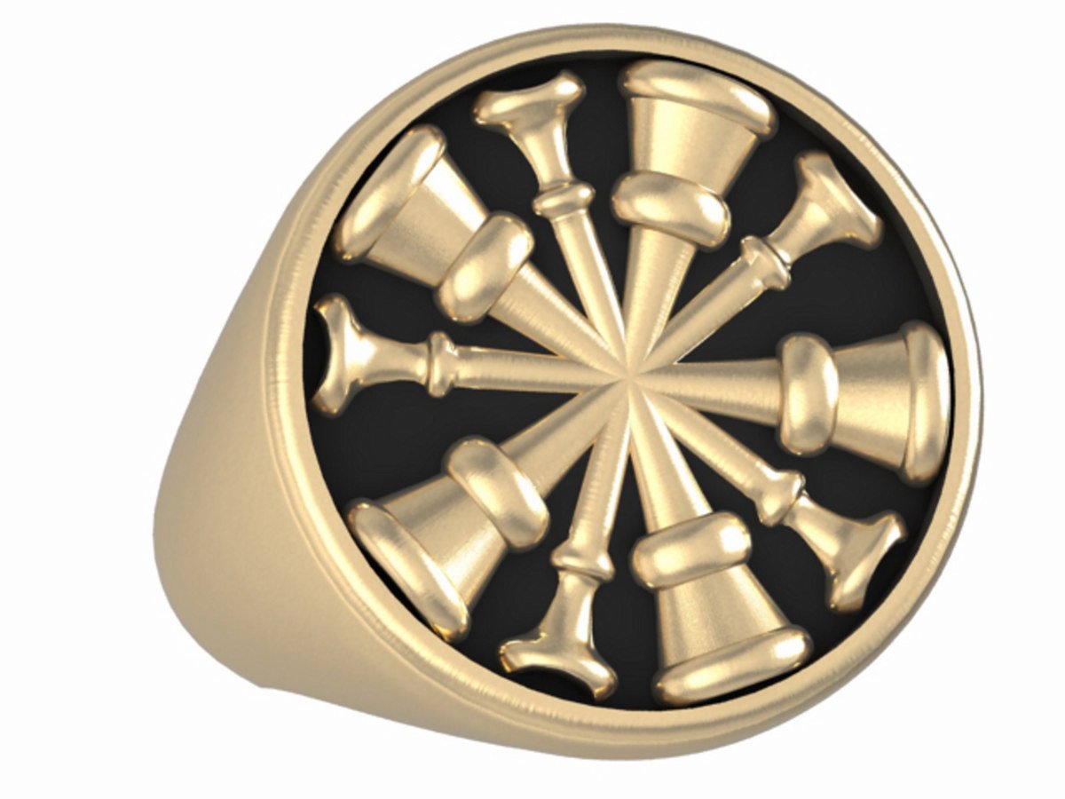 Mens Fire Department Chief Ring - 5 Horns