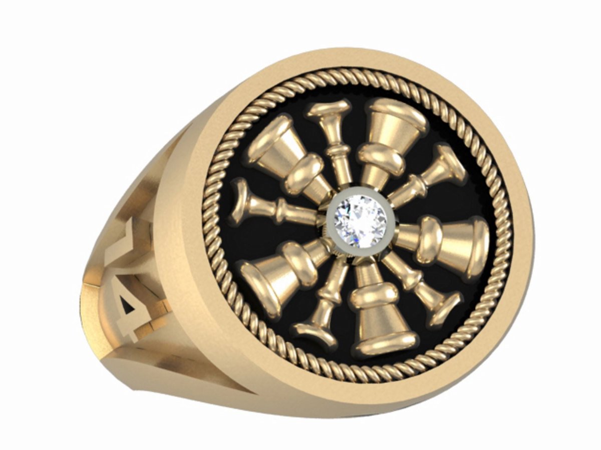 Mens Fire Department Chief Ring - 5 Horns