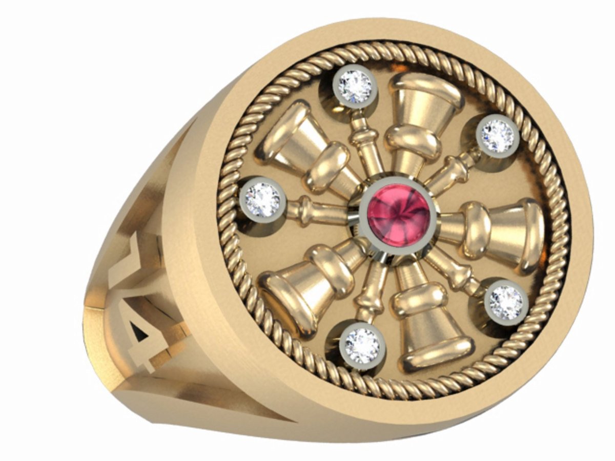 Mens Fire Department Chief Ring - 5 Horns