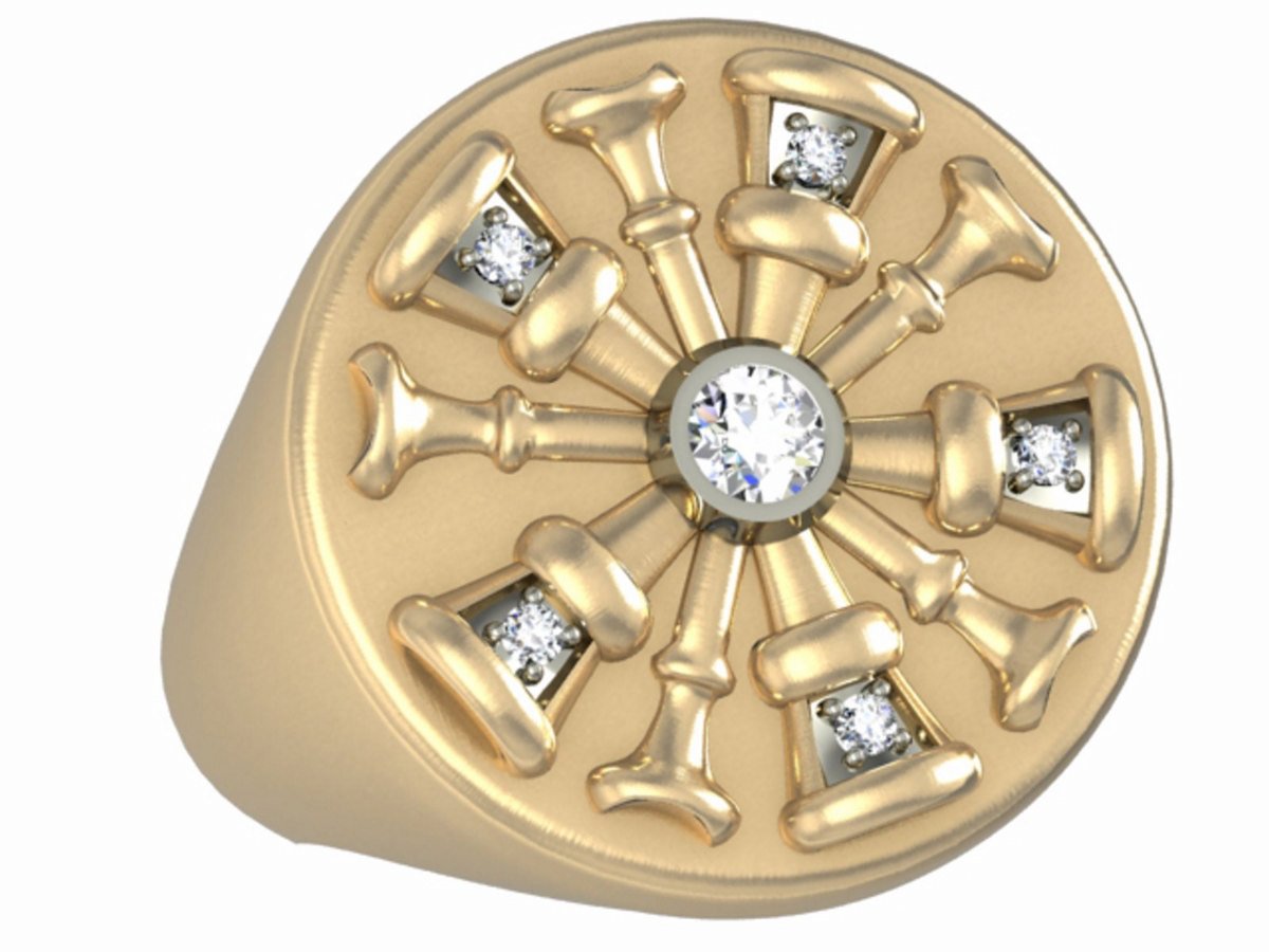 Mens Fire Department Chief Ring - 5 Horns