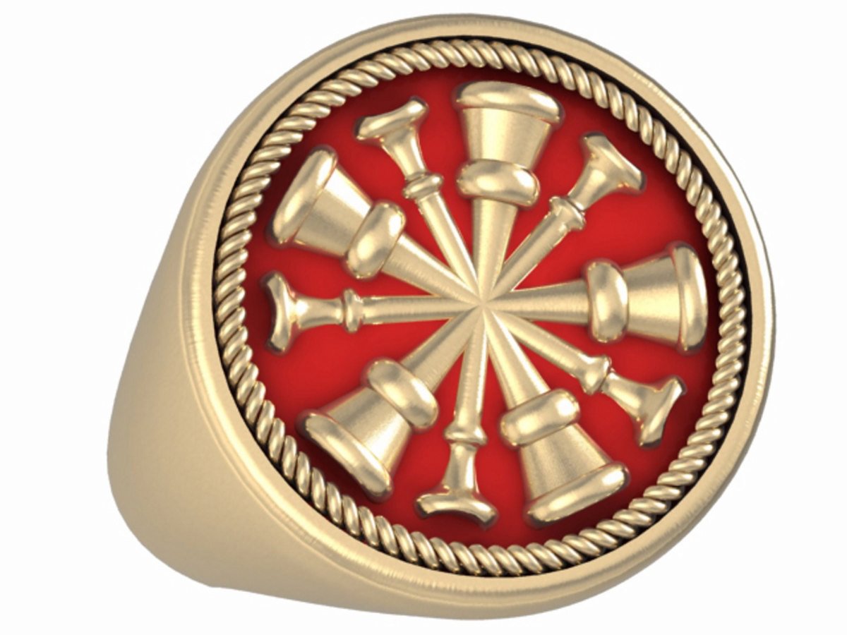 Mens Fire Department Chief Ring - 5 Horns