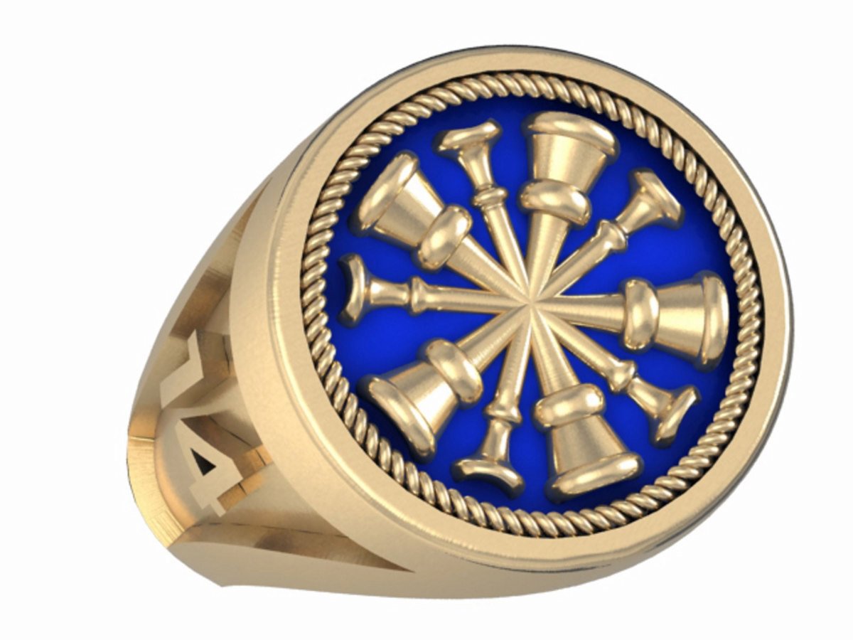 Mens Fire Department Chief Ring - 5 Horns