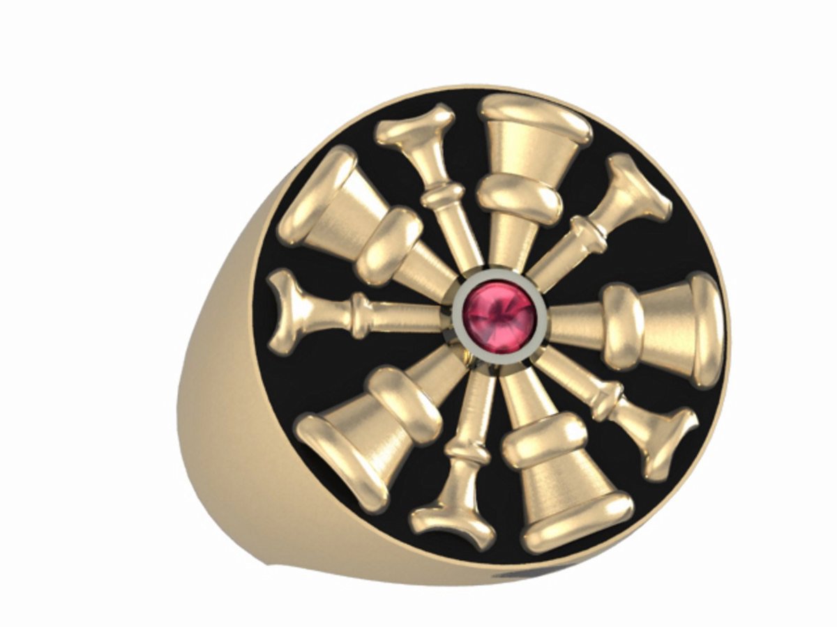 Mens Fire Department Chief Ring - 5 Horns