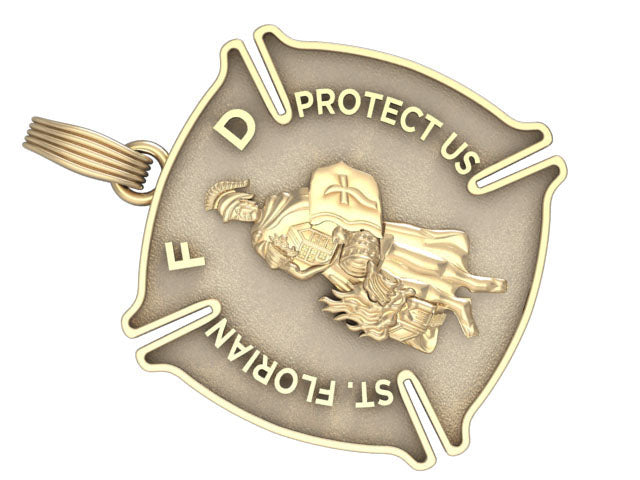 Square St. Florian Pendant - Penny Size