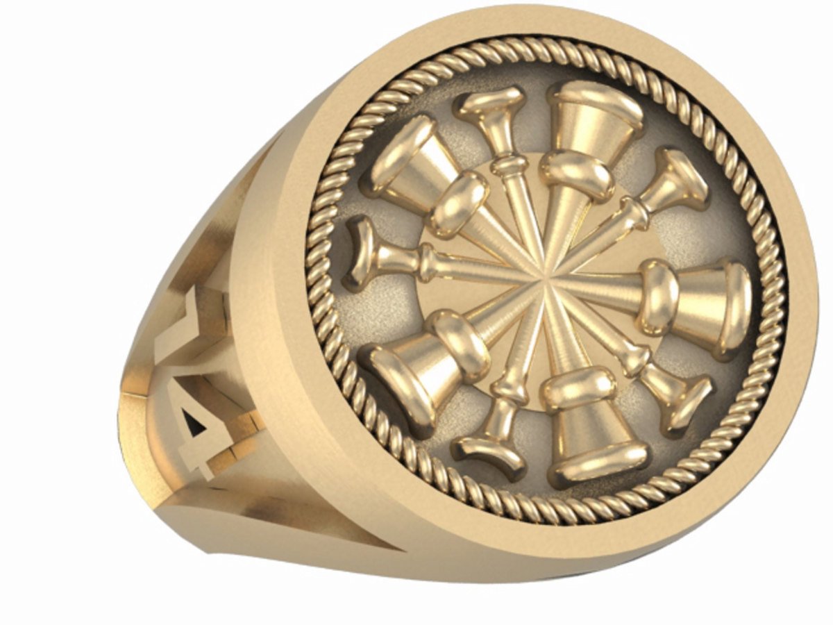 Mens Fire Department Chief Ring - 5 Horns