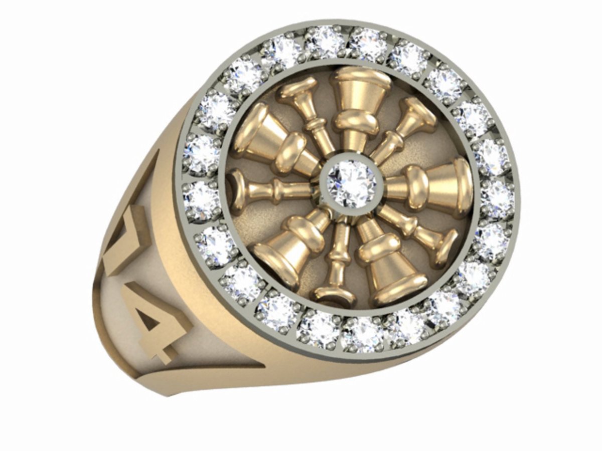 Mens Fire Department Chief Ring - 5 Horns
