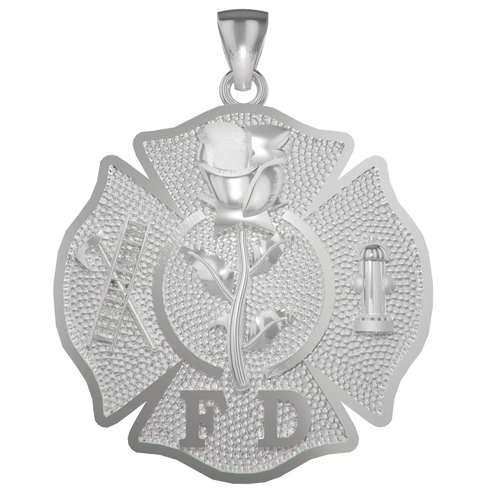 Womens Rose Maltese Cross - Nickel Size Pendant