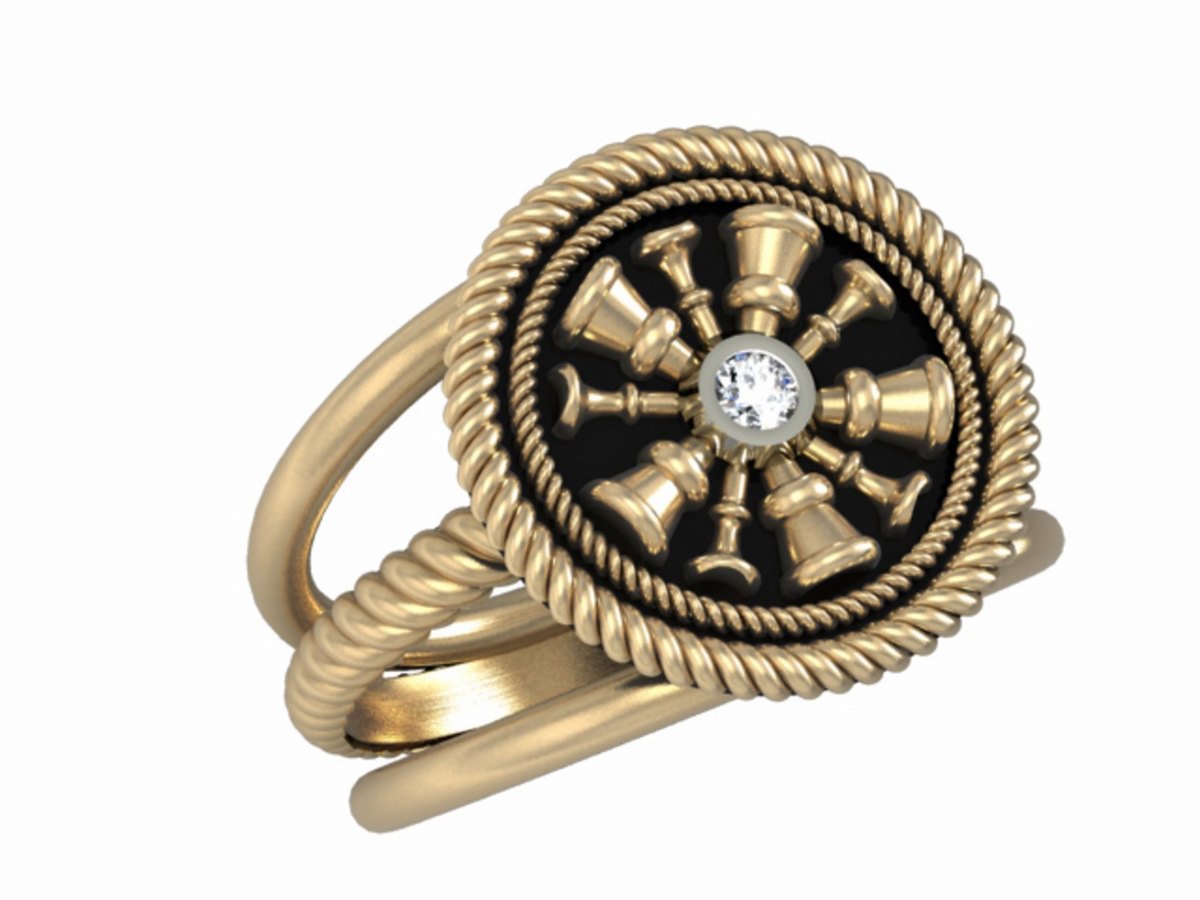 Womens Fire Department Chief Ring - 5 Horns