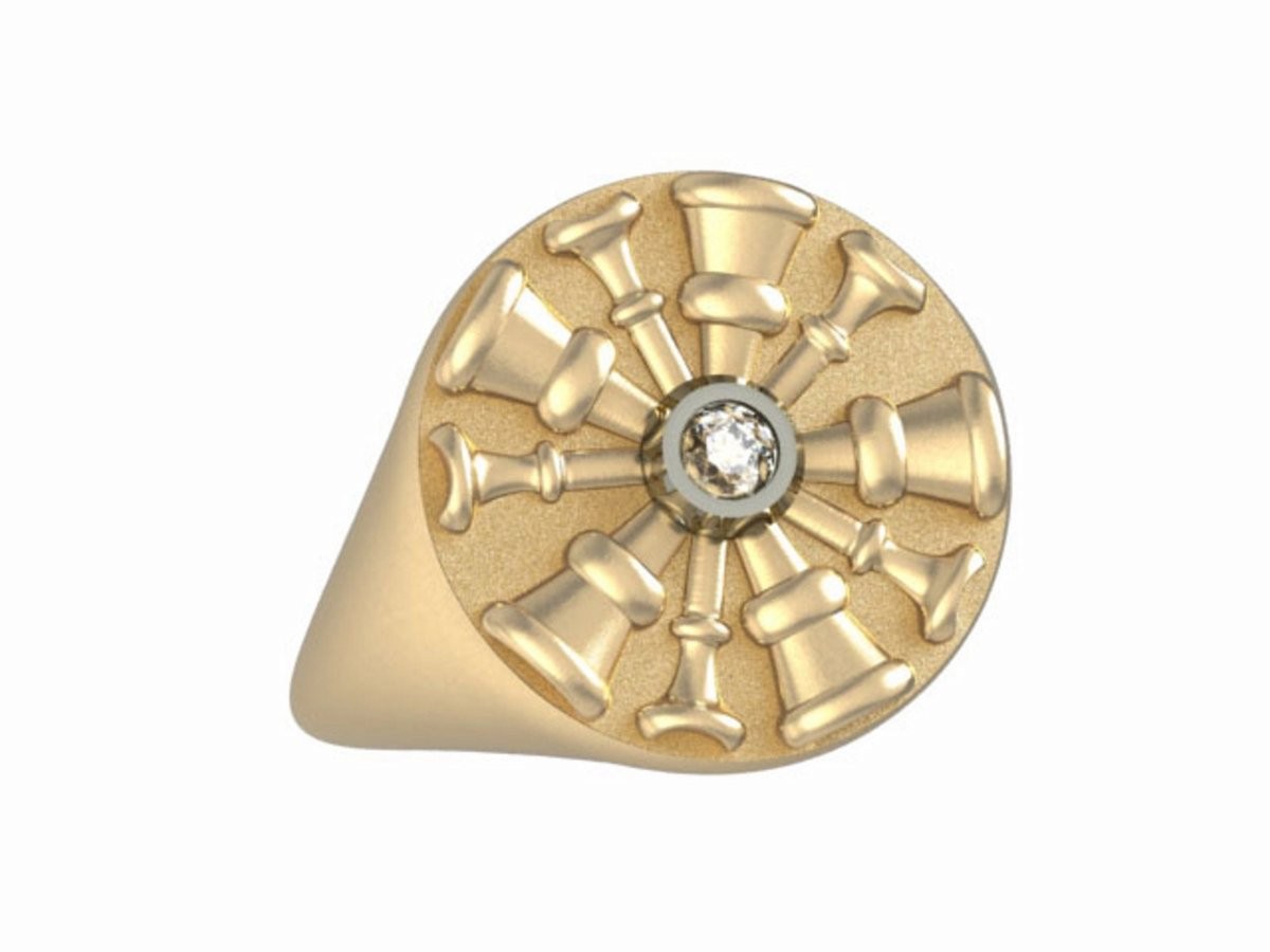 Womens Fire Department Chief Ring - 5 Horns