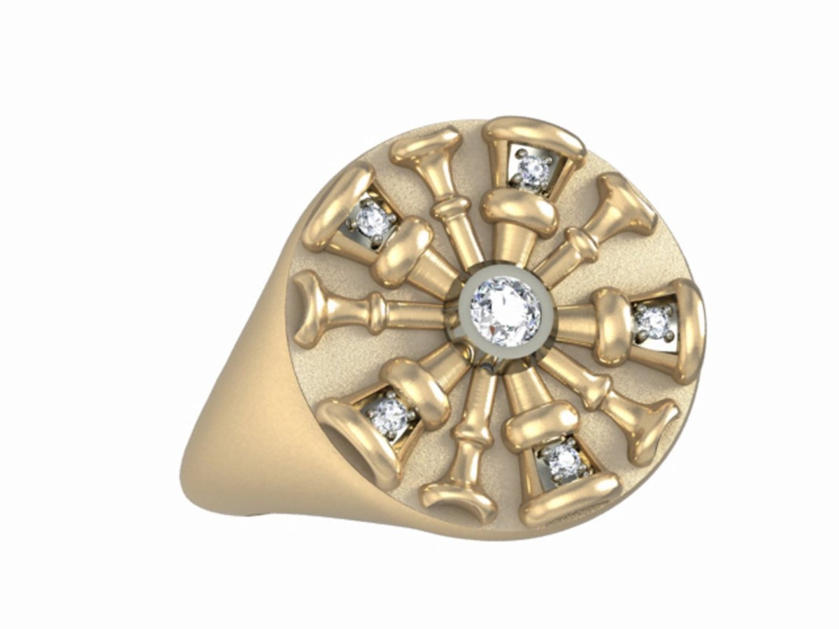 Womens Fire Department Chief Ring - 5 Horns