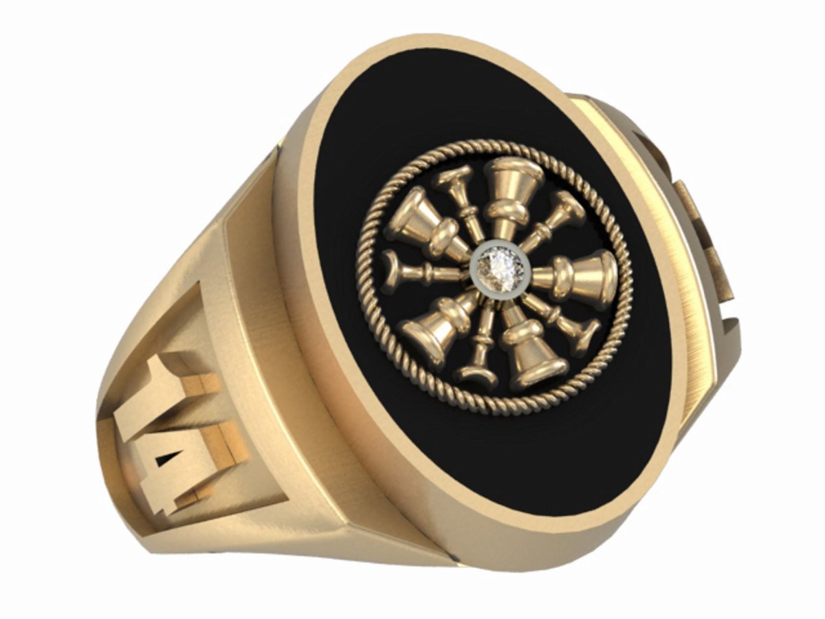 Mens Fire Department Chief Ring - 5 Horns