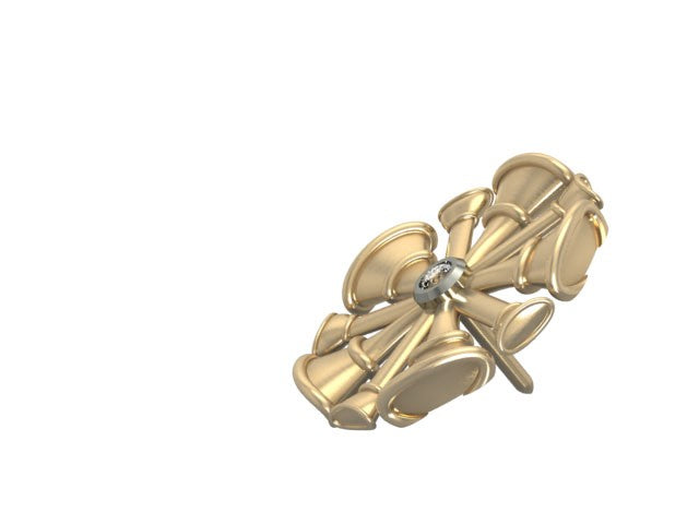 Fire Chief Horns Tie Tack with Center Diamond - Dime Size