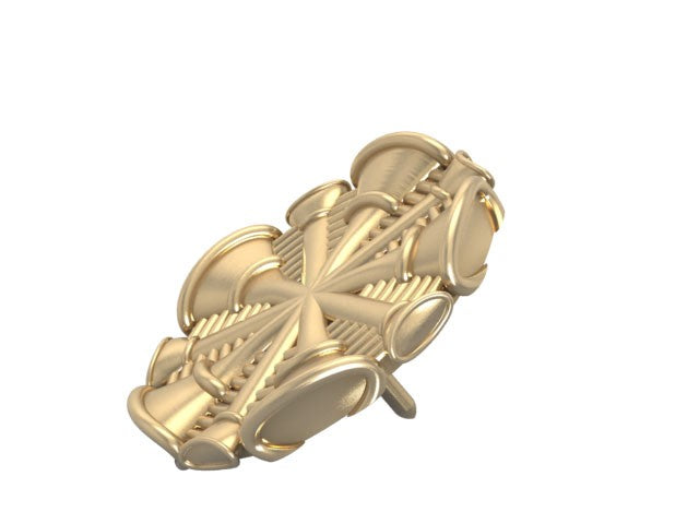 Fire Chief Horns Tie Tack with Textured Background - Penny Size