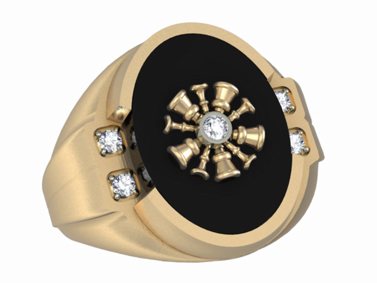 Mens Fire Department Chief Ring - 5 Horns