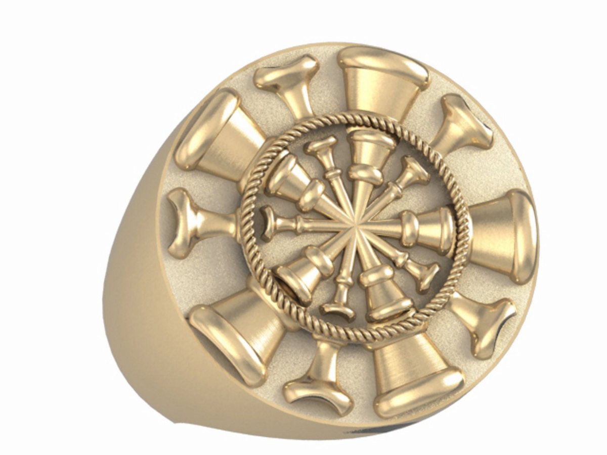 Mens Fire Department Chief Ring - 5 Horns