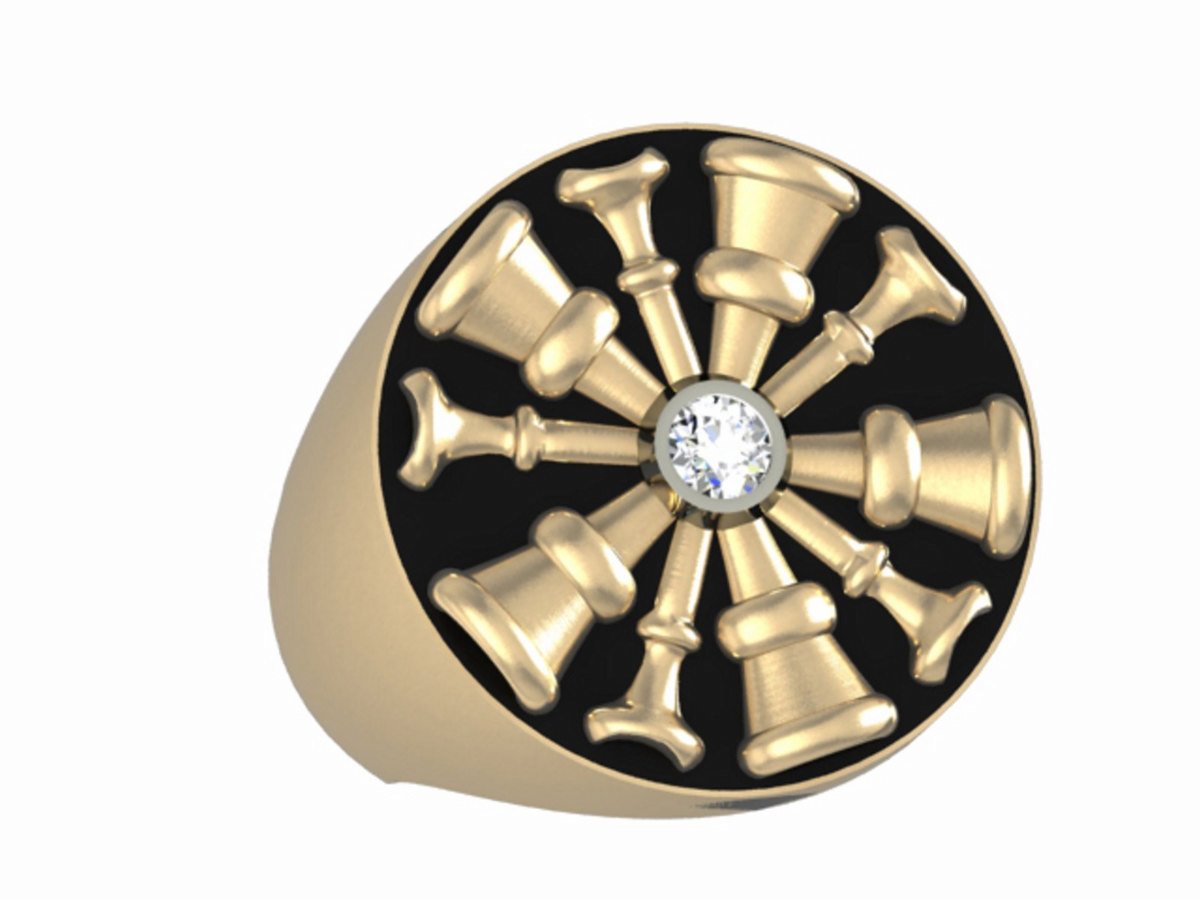 Mens Fire Department Chief Ring - 5 Horns