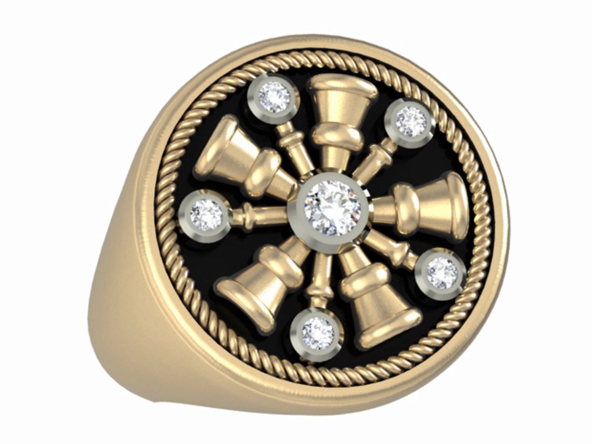 Mens Fire Department Chief Ring - 5 Horns