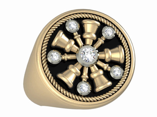 Mens Fire Department Chief Ring - 5 Horns