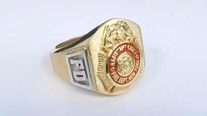 Mens FDNY Shield Asst Chief Ring with Lettering