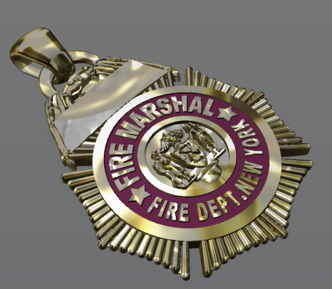FDNY Fire Marshall Pendant - XL Size