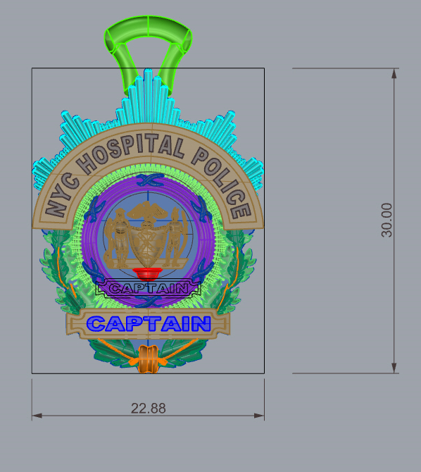 NYC Hospital Police Captain Pendant - XL Size