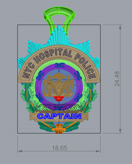 NYC Hospital Police Captain Pendant - QTR Size