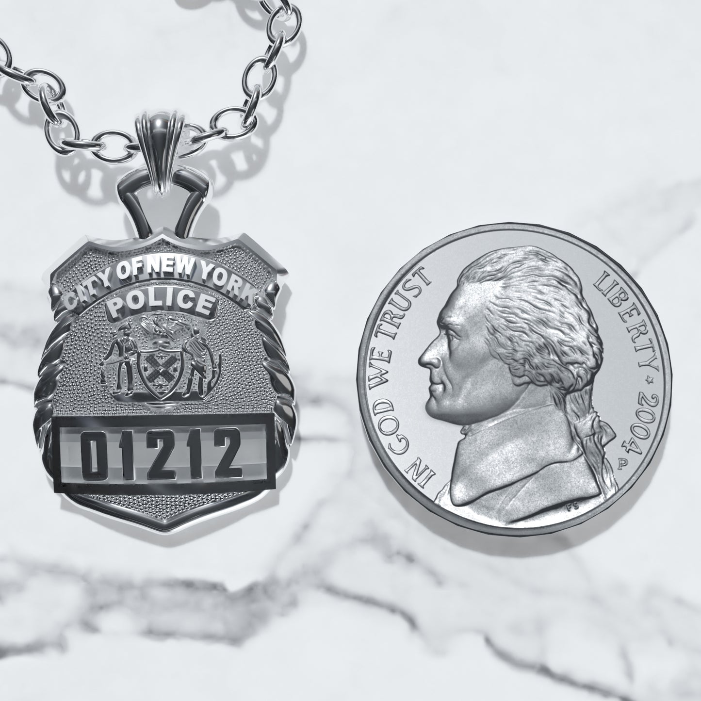 NYPD Police Officer Pendant  - Nickel Size