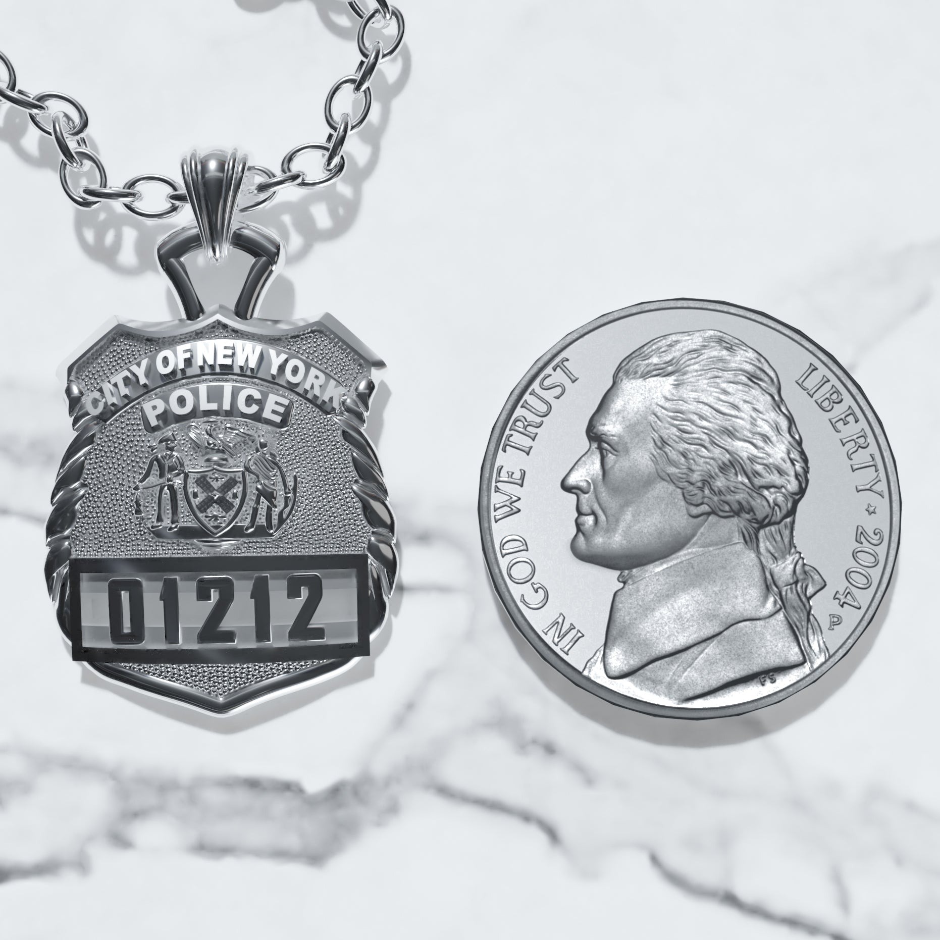 NYPD Police Officer Pendant  - Nickel Size