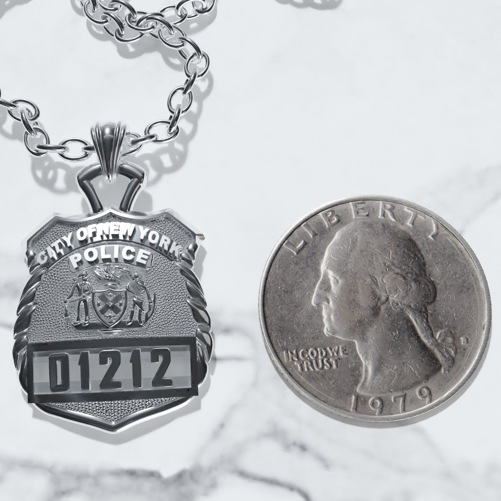 NYPD Police Officer Pendant  - Quarter Size