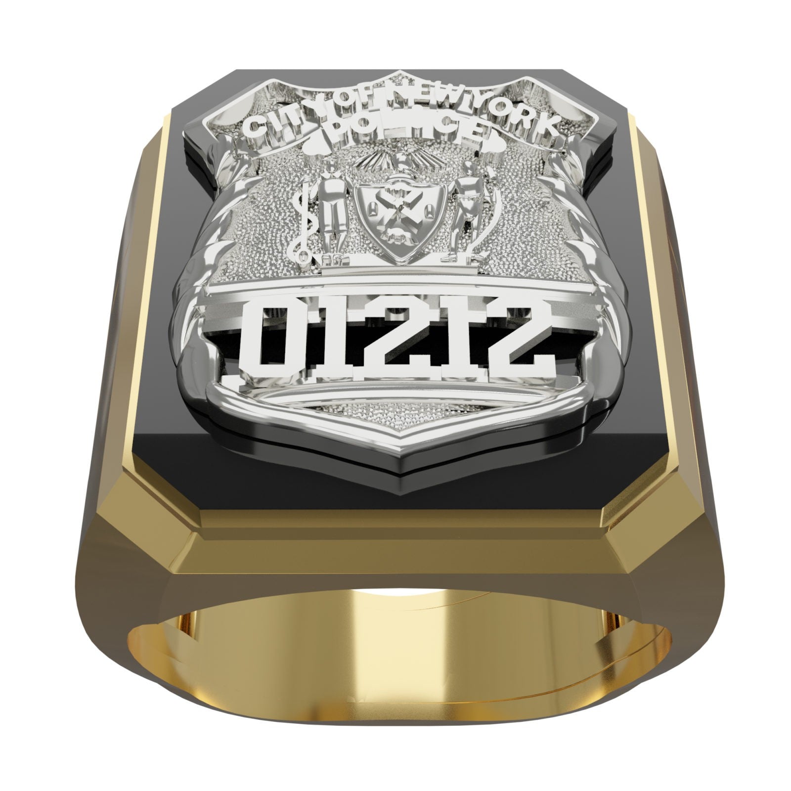 Mens NYPD PO Black ONYX Rectangle Ring