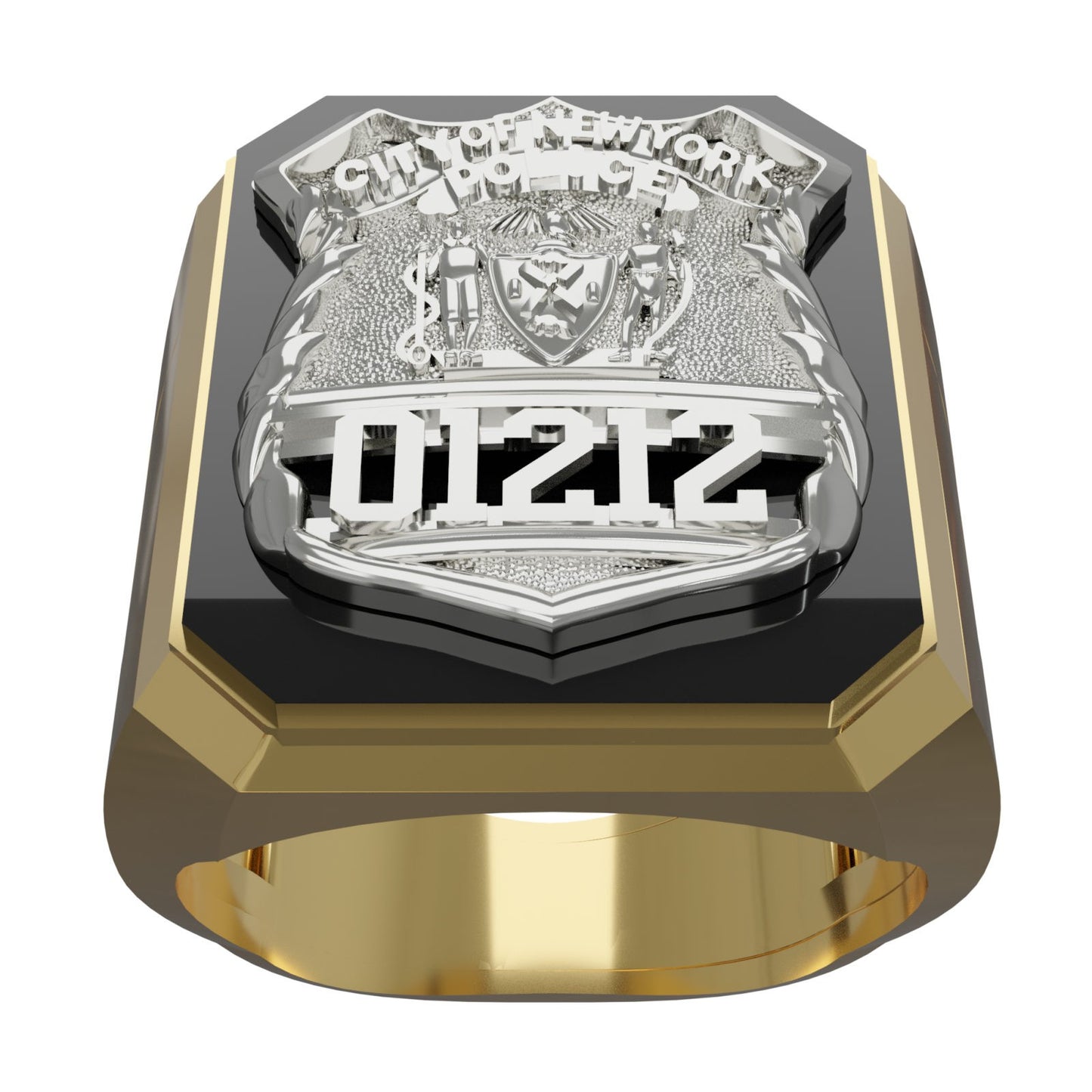 Mens NYPD PO Black ONYX Rectangle Ring