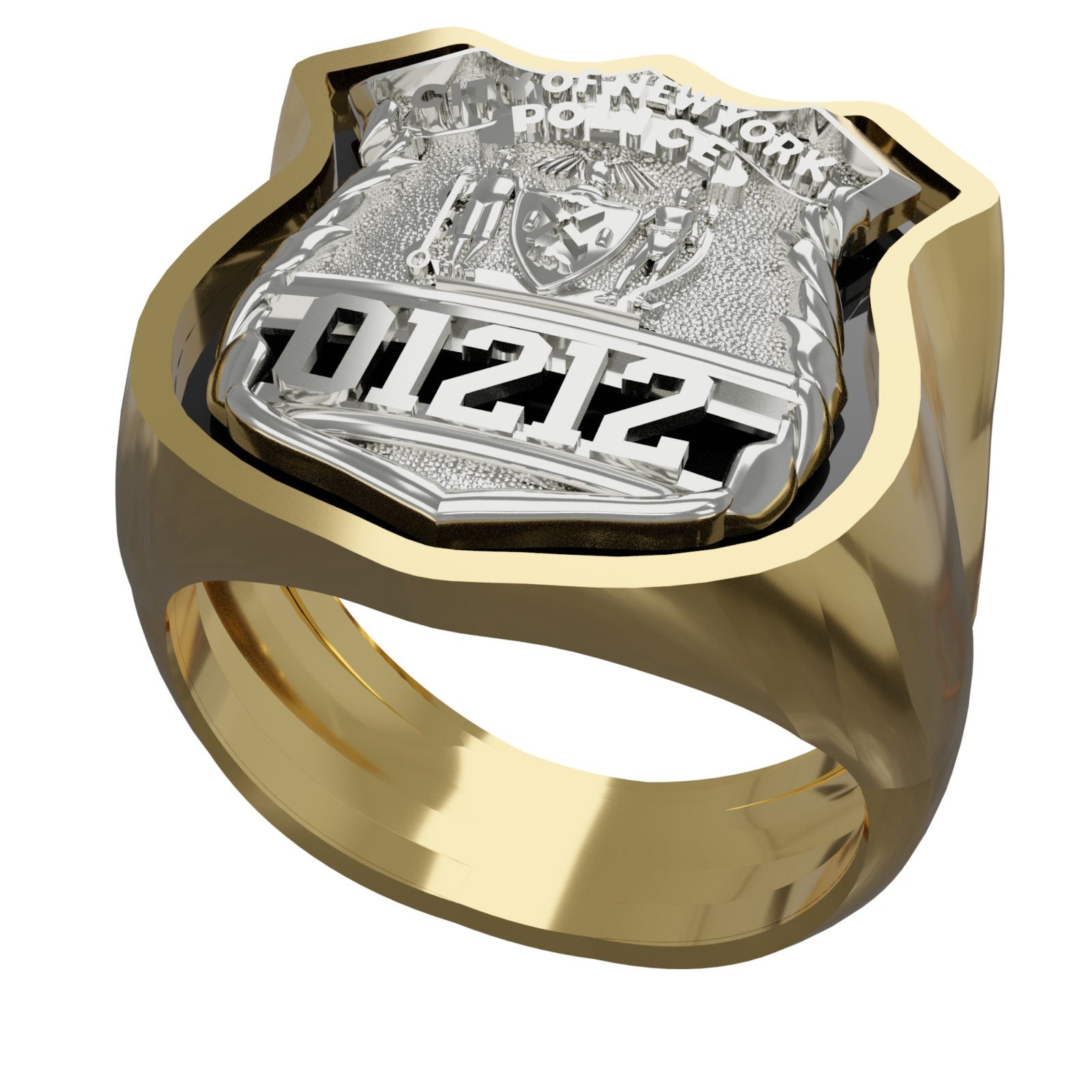 Mens NYPD PO Antique Shadow Box Edge Ring