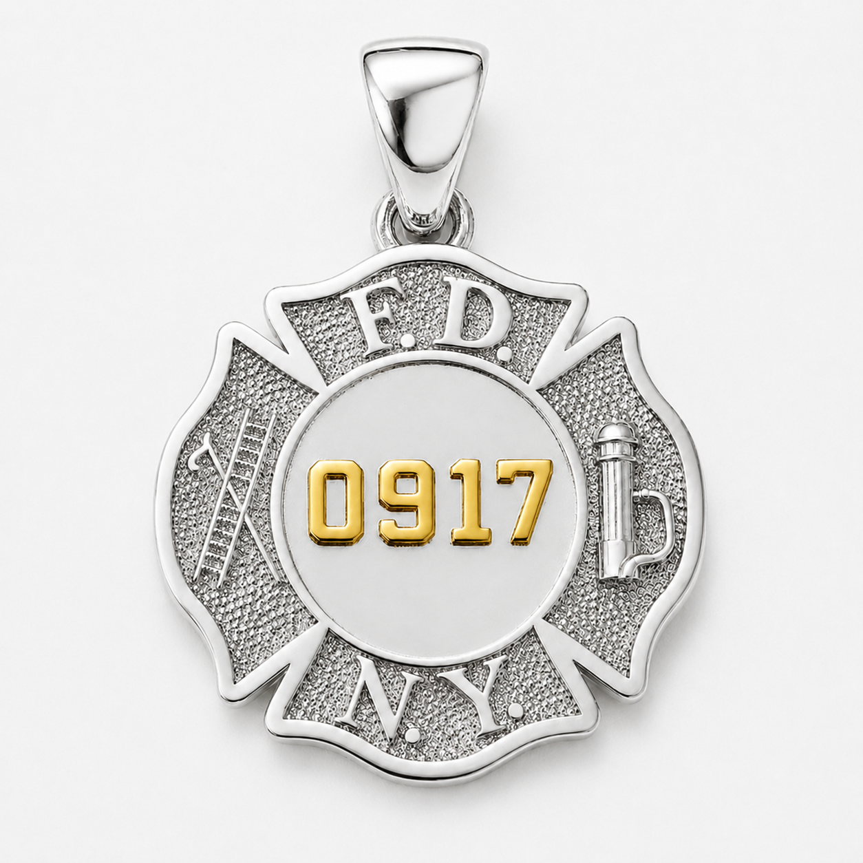 FDNY Firefighter Maltese Pendant - Quarter Size