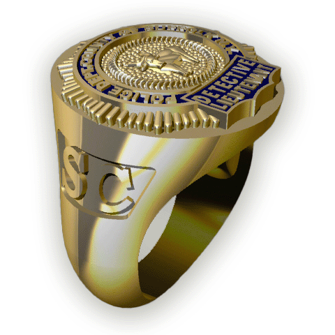 Mens Suffolk County PD Detective Lieutenant Deep Carved Shield Ring
