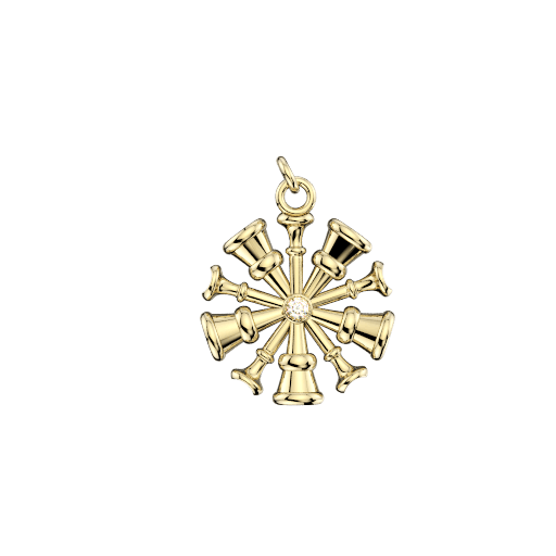 Five Horn Chief Pendant with Center Diamond- Dime Size