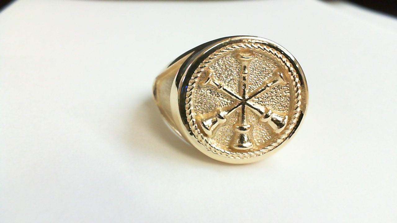 Mens  Fire Department Assistant Chief Ring - 3 Horns