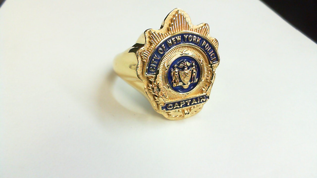 Mens NYPD Captain Nickel Size Shape of the Shield Ring