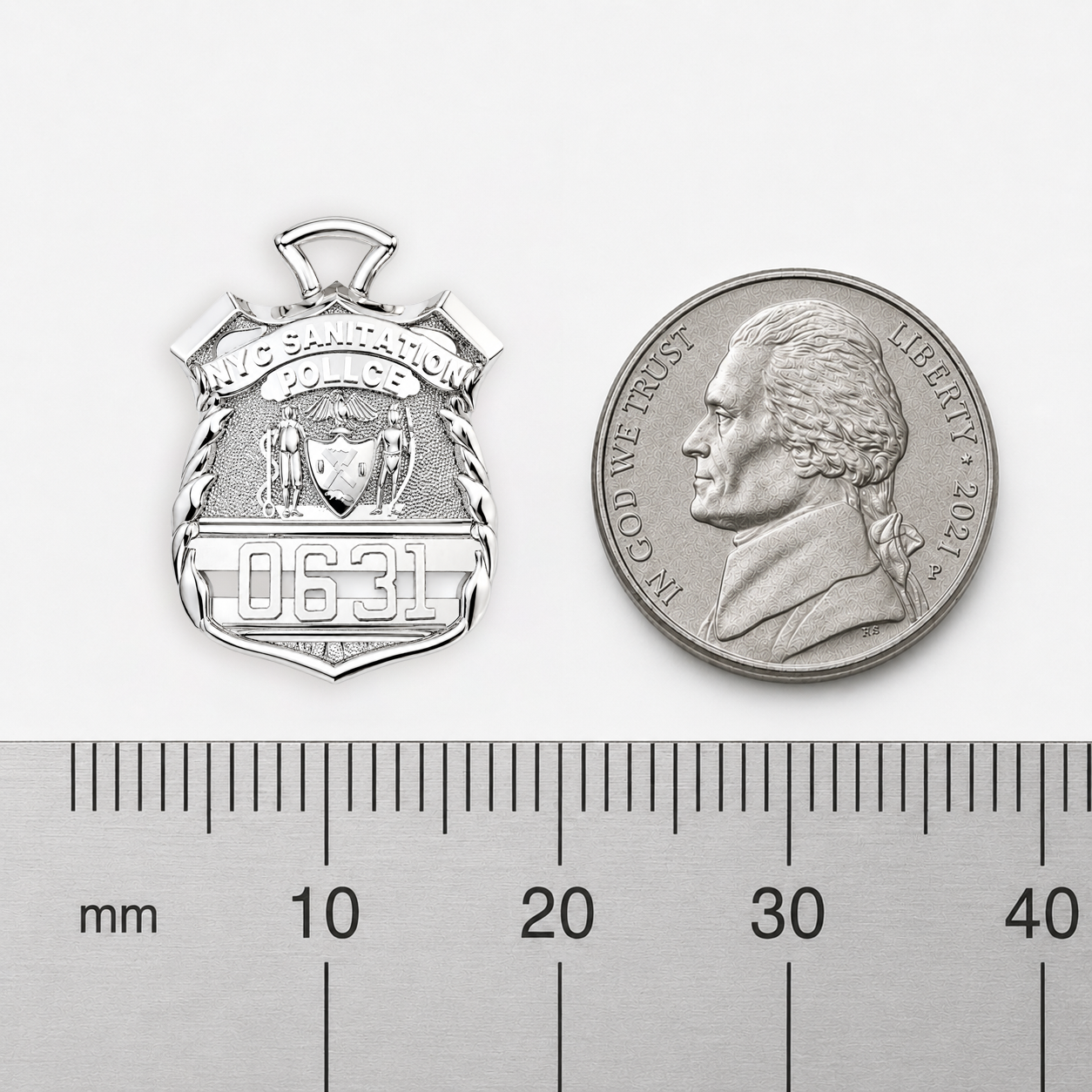 DSNY Police Officer Pendant - Nickel Size