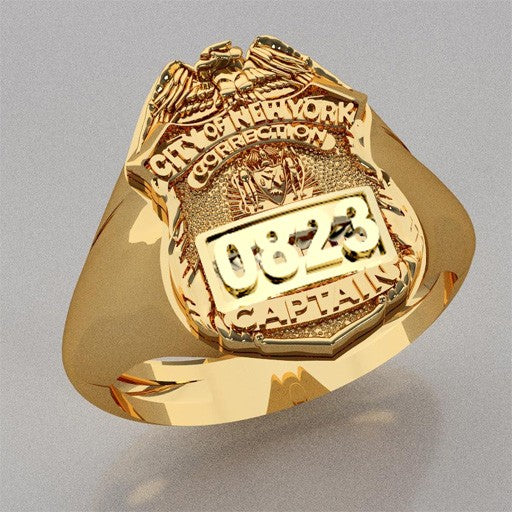 NYC Dept. of Corrections Captain Shape of the Shield Ring