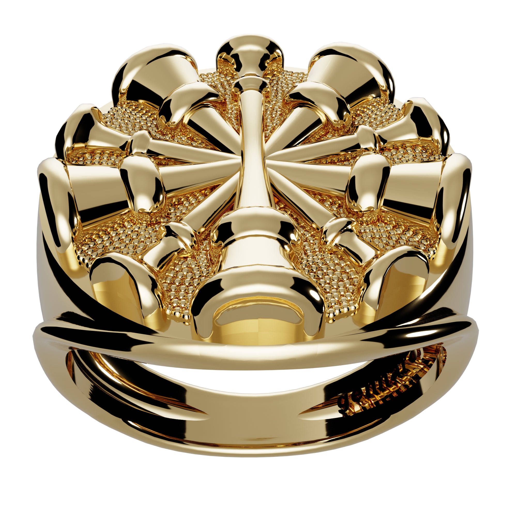 Mens Fire Department Chief Ring - 5 Horns (Nickel Size Top)
