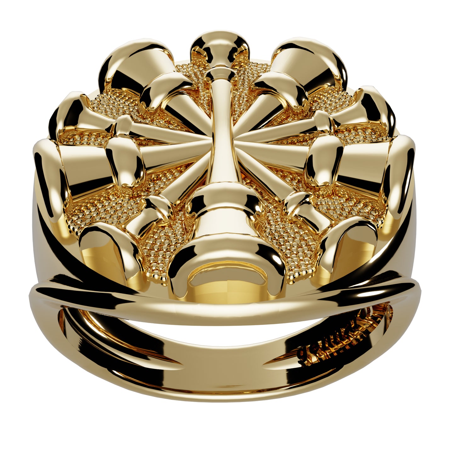 Mens Fire Department Chief Ring - 5 Horns (Nickel Size Top)