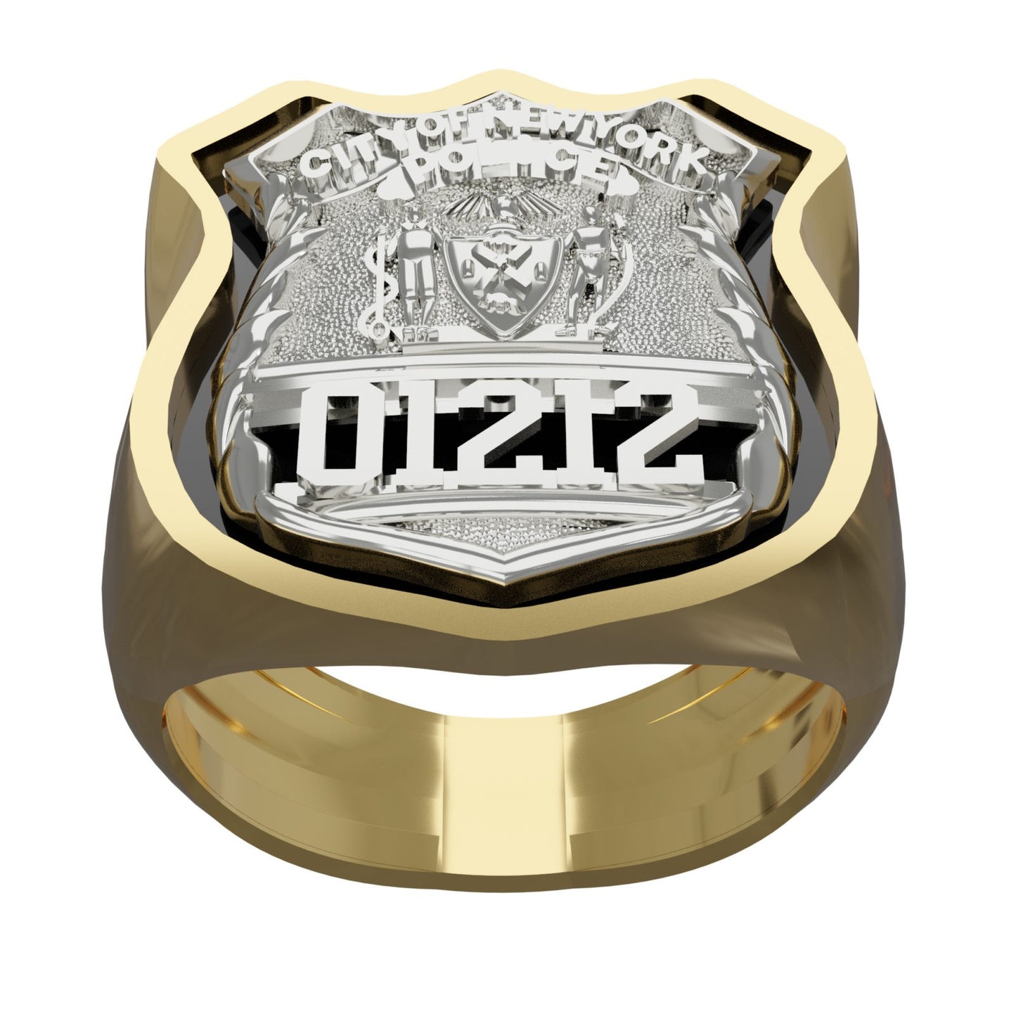 Mens NYPD PO Antique Shadow Box Edge Ring